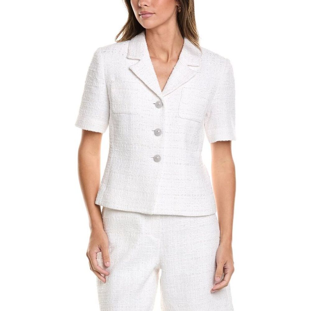St. John Womens Tweed Jacket, White
